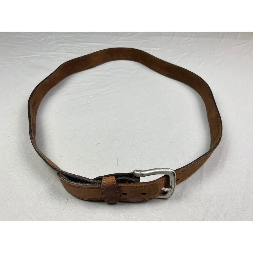 Silver Creek Collection Mens Tan Brown Leather Western Belt Made in USA Size 44